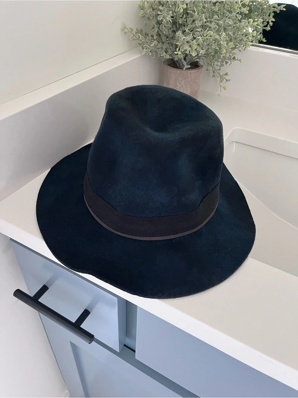 Biltmore for Madewell Black 100% Wool Felt Wide-Brim Fedora Hat | Sm/Med